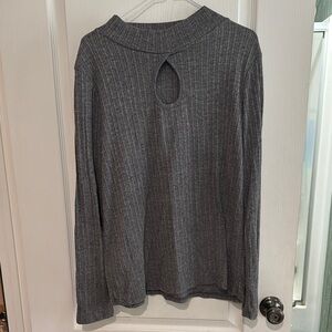 XL Gray Ribbed Women's long sleeve top